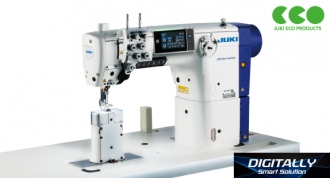 Semi-dry Direct-drive, Post-bed, Unison-feed, Lockstitch Sewing System with Vertical-axis Large Hook
